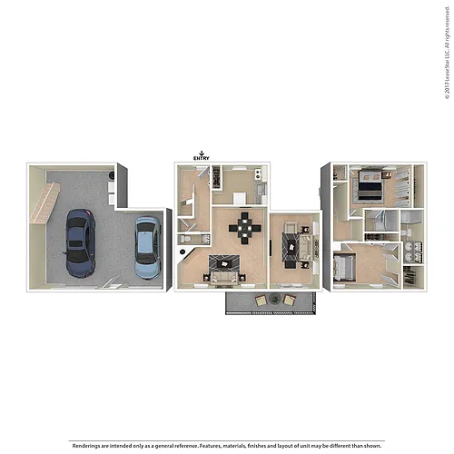 Floor plan Two Bedroom End Townhome
