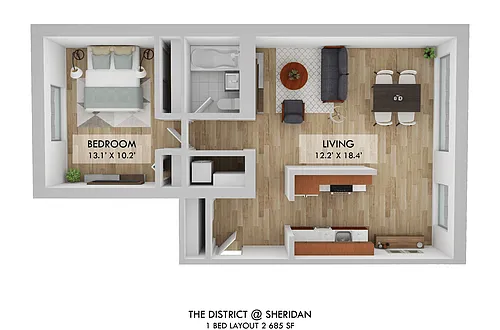 Floor plan 1 BR 1B 02
