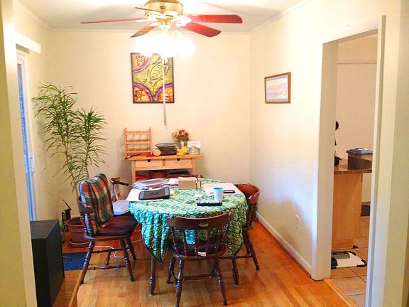 Dining room facing deck and trees