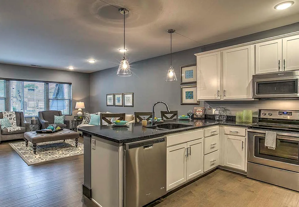 Our beautiful, modern kitchens have stainless steel appliances and plenty of counter space for all your cooking needs.