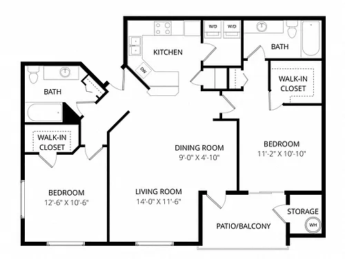 Floor plan 2 Bedroom 2 Bath