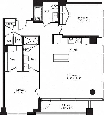 Floor plan 2E w/ Balcony