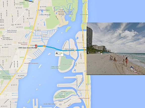 A few blocks from the beach