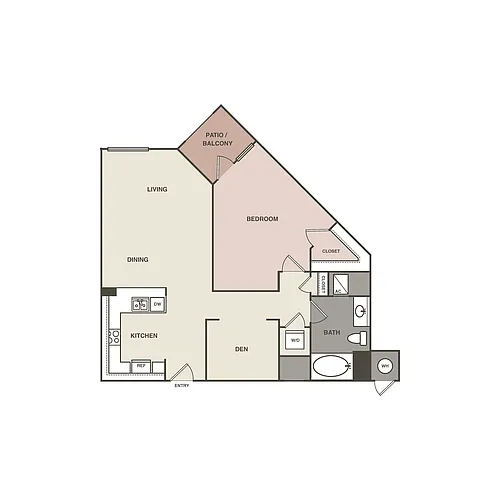 Floor plan 1 Bedrm 1 Bath 882