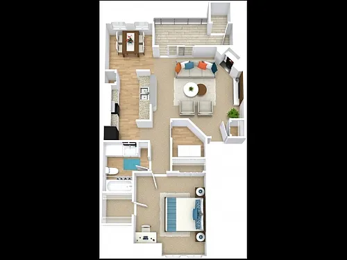 Floor plan 1 Bed, 1 Bath B (140% Income Restricted)