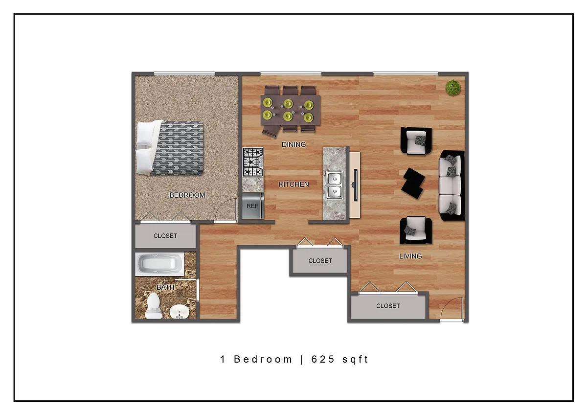 Floor plan 1 Bedroom A