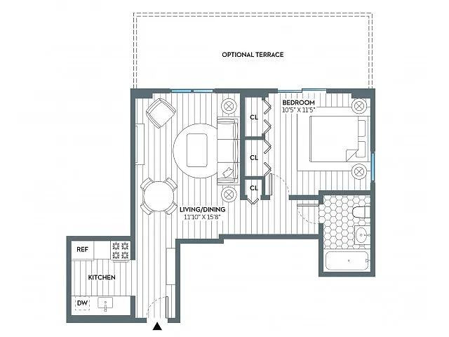 Floor plan Paterson (583 SF)