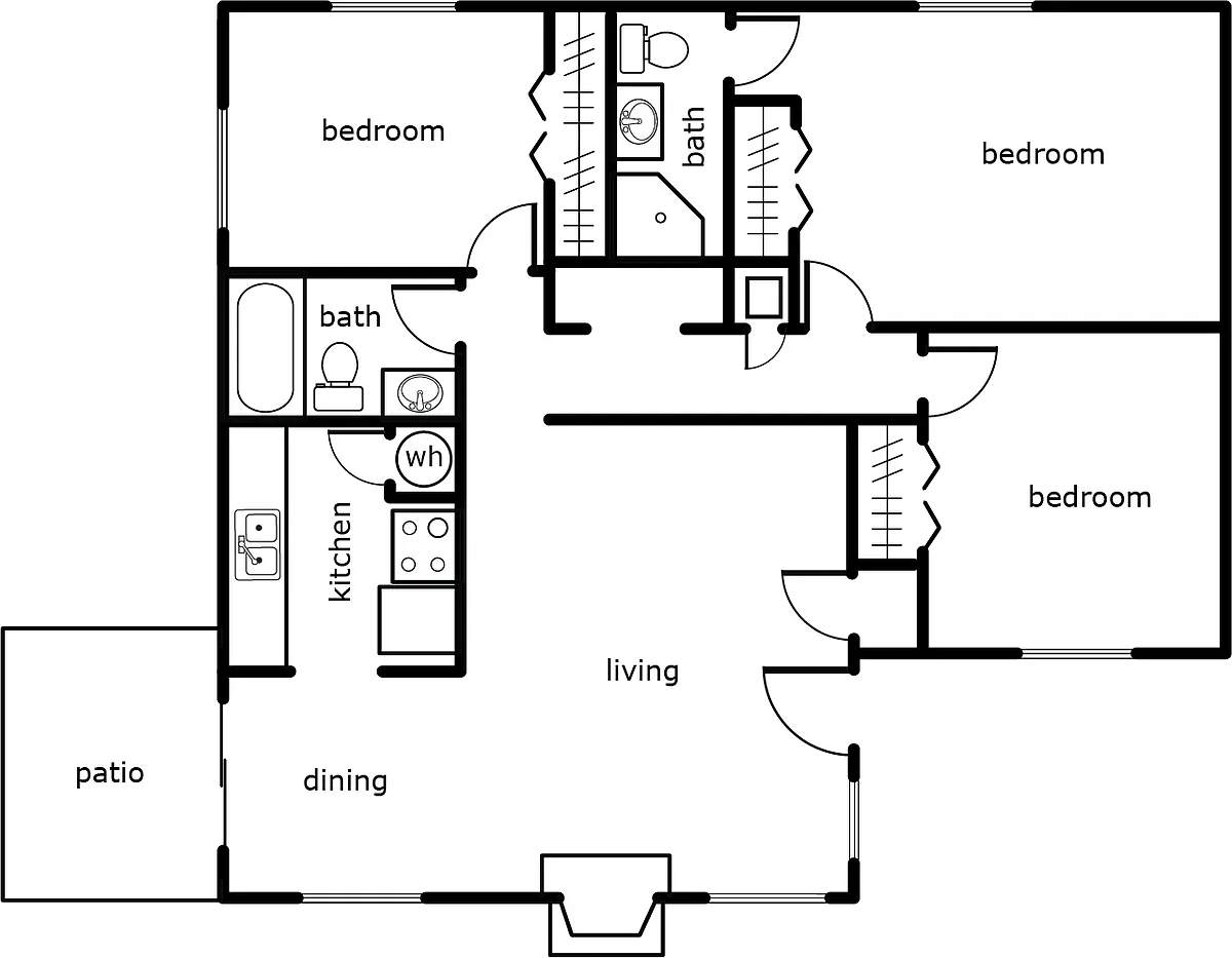 Floor plan 3 Bed 2 Bath