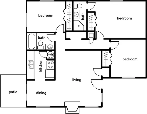 Floor plan 3 Bed 2 Bath
