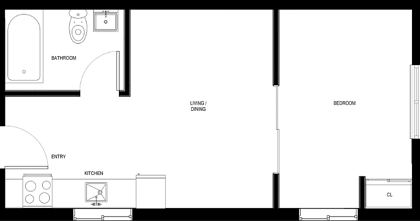 Floor plan 1 Bedroom 1 Bath_365