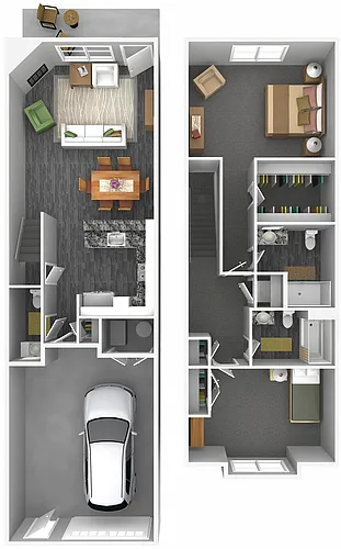 Floor plan 2 Bed - 2 Bath Townhome