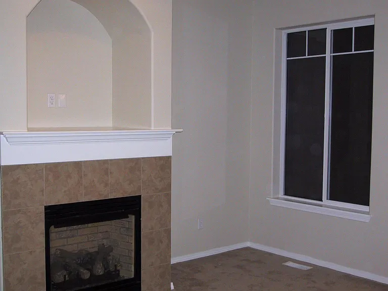 living room with gas fireplace