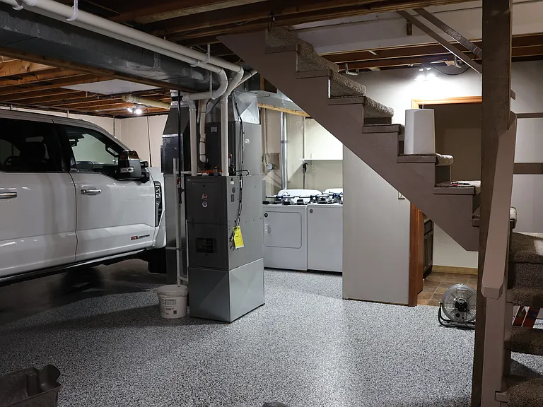 Basement garage laundry room and extra bathroom