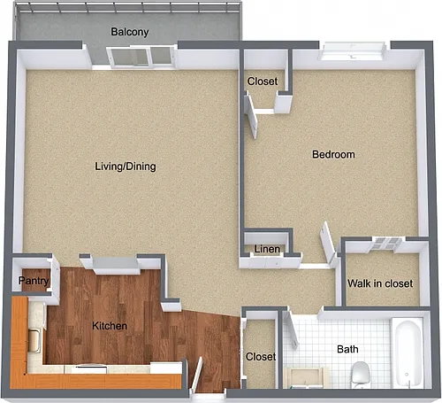 Floor plan One Bedroom Balcony