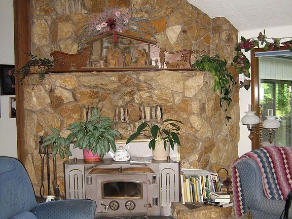 Imported Colorado rock used to build the fireplace