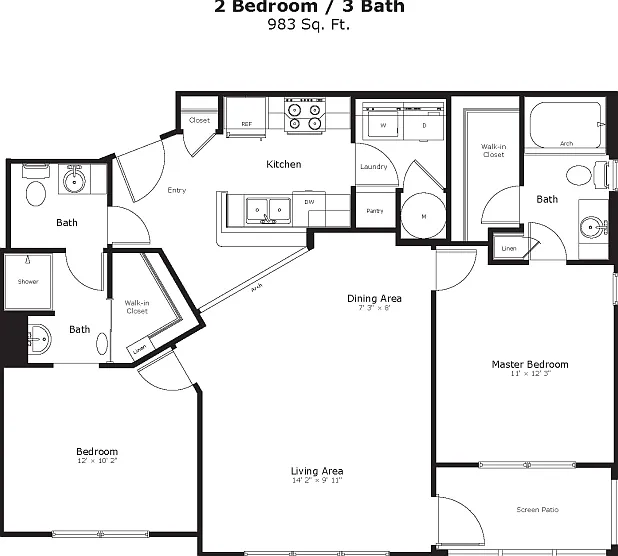 Floorplans-2BR-3BA-Glacier-2-Ivy-Town Floorplans-2BR-3BA-Glacier-2-Ivy-Town