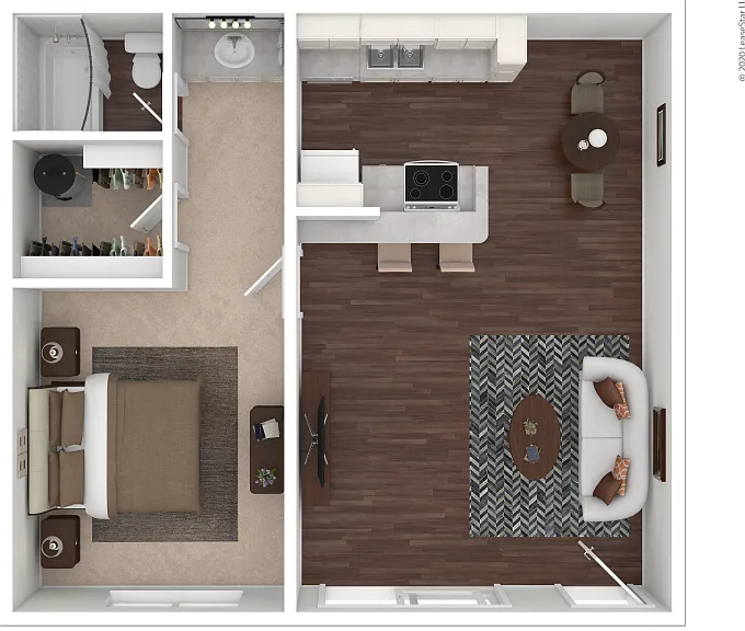One Bedroom Floorplan Diagram
