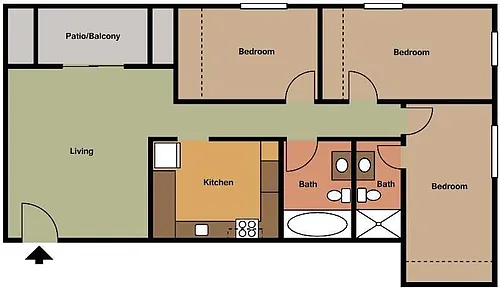 Floor plan New Park - 3 Bedroom-2 Bath