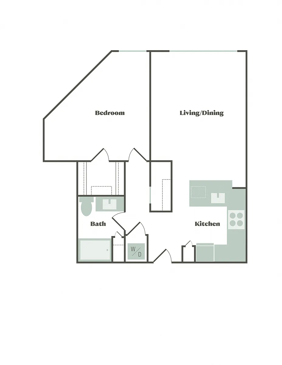 Floor plan 1 Bed/1 Bath F