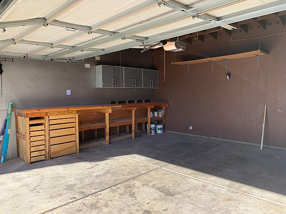 Two car garage with work bench