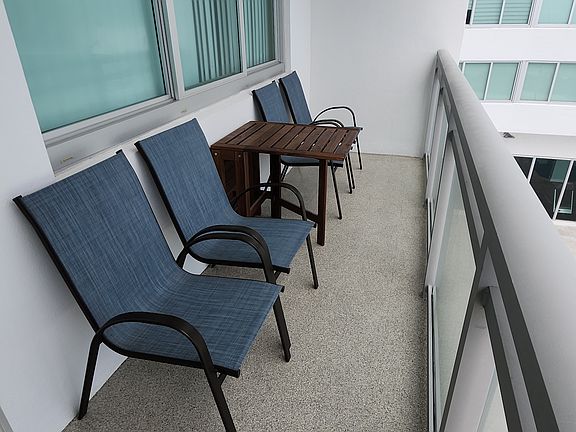 Balcony seating to enjoy the cool ocean breezes