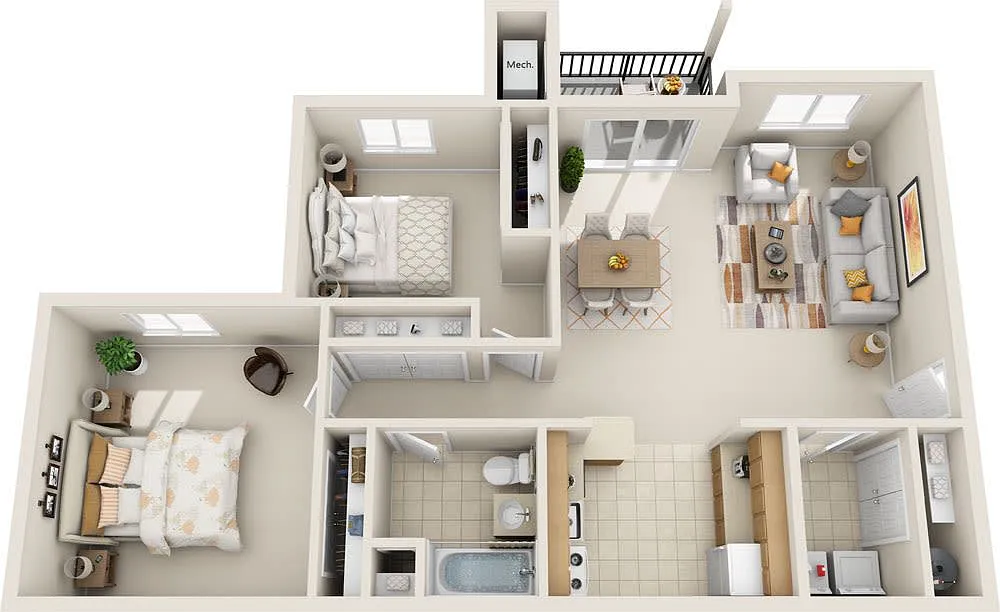 Floor plan 2 Bed 1 Bath | Renovated