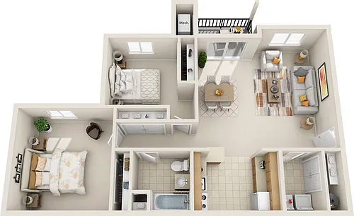 Floor plan 2 Bed 1 Bath | Renovated