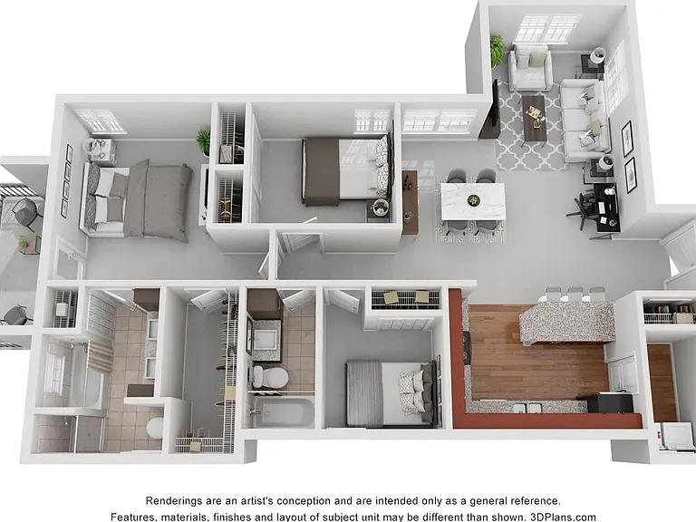 The Magnolia floorplan offers three beds, two baths.