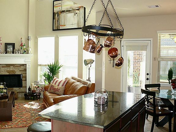 Great island kitchen opens to living area!
