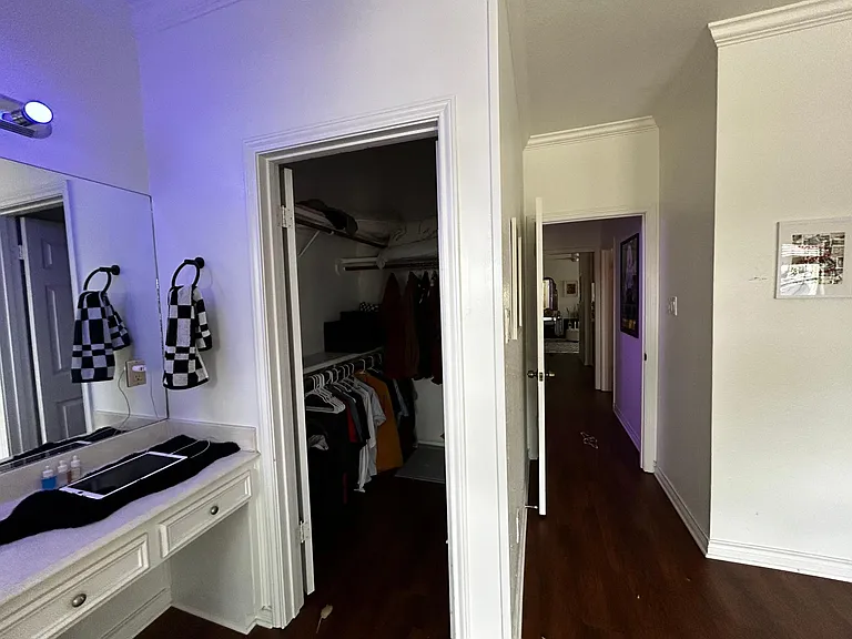 Primary bedroom vanity and closet