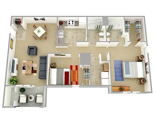 Floor plan Two Bedroom Two Bathroom 60% Phase I