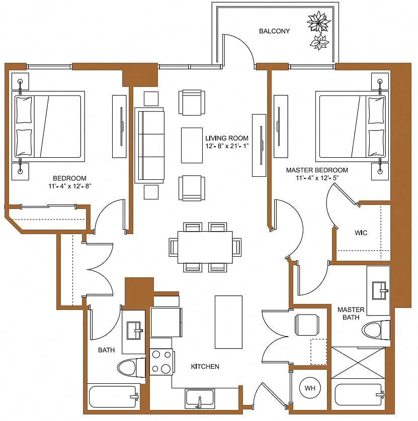 Floor plan 2 Bed/2 Bath-B3