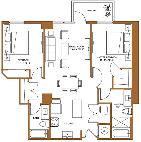 Floor plan 2 Bed/2 Bath-B3