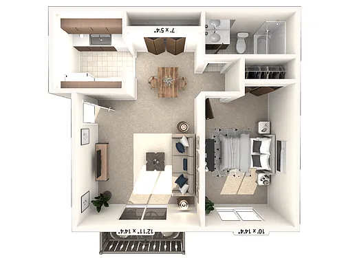 Floor plan The Challis 1 BR 1 BA