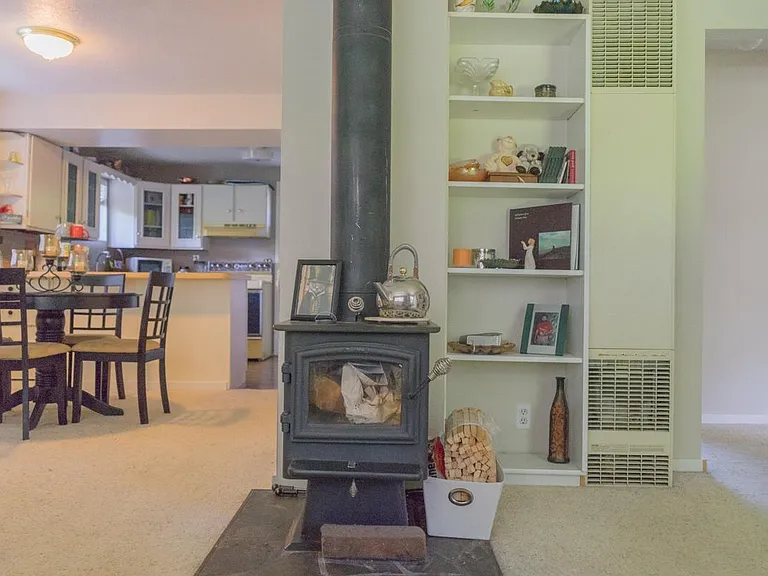 Pot belly fireplace in the living area