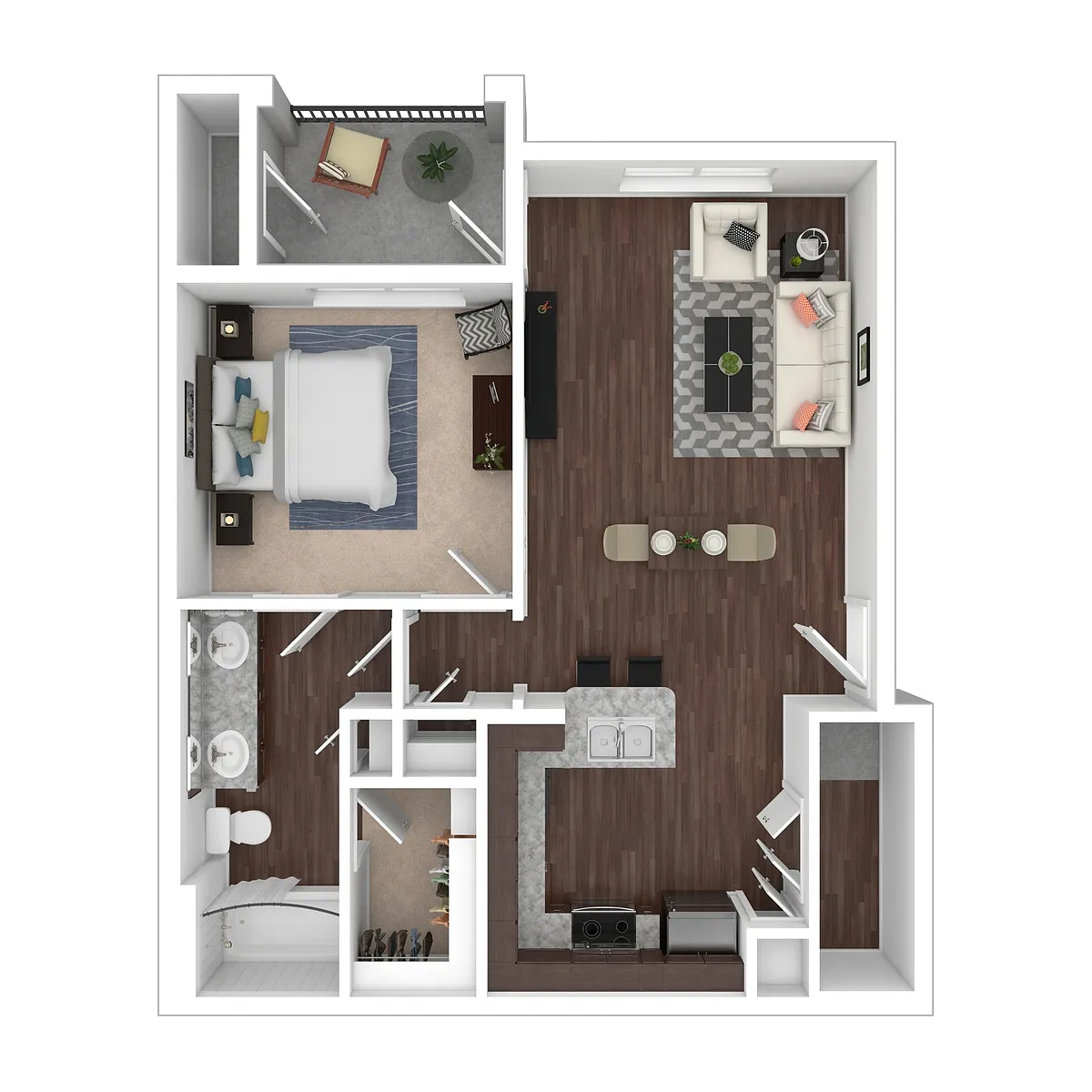 Floor plan One Bed One Bath A2