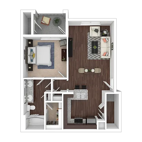 Floor plan One Bed One Bath A2