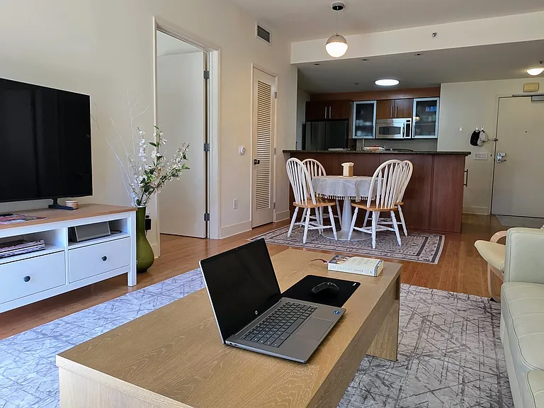 living room and dining area