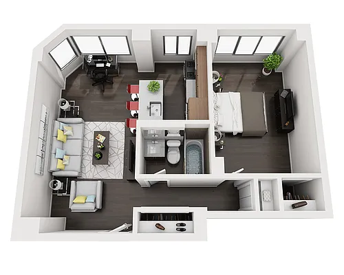 Floor plan One Bedroom A1G