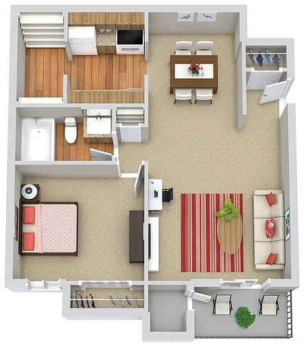 Floor plan 1 BED / 1 BATH - Premium Upgrade