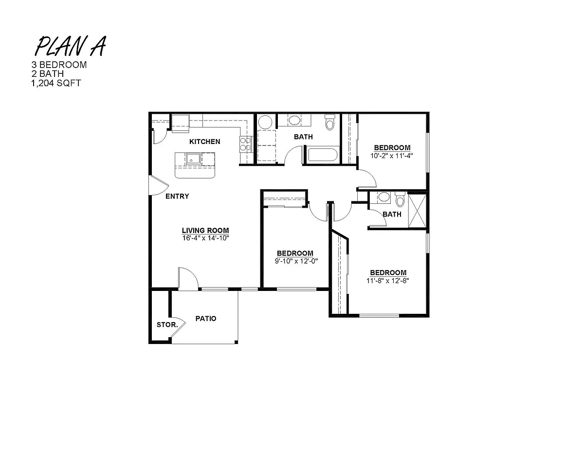 Floor plan 3 bedroom 2 bath