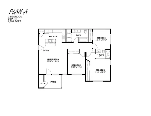 Floor plan 3 bedroom 2 bath