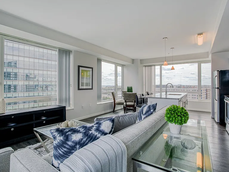 Large windows let in natural light