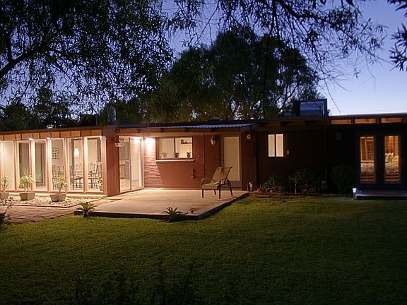 Rear of home at dusk