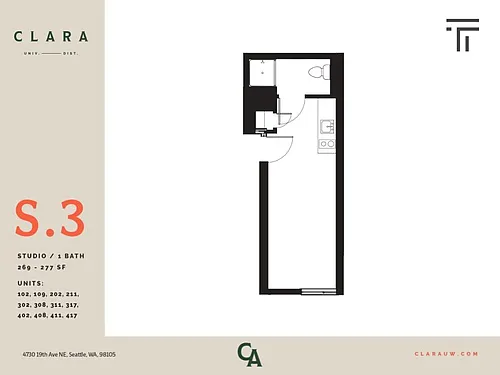 Floor plan Studio - 269 sqft