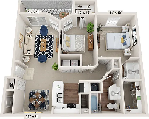 Floor plan Two Bedroom B1