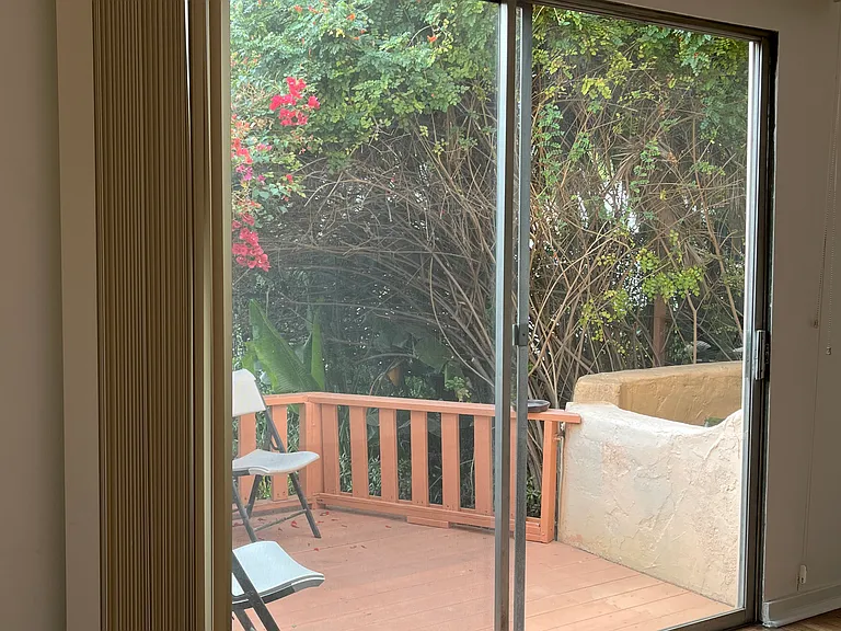 view out to your patio through sliding glass door