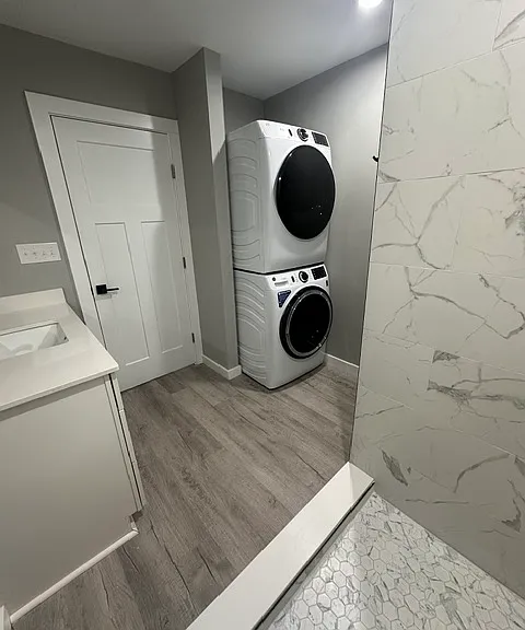 Full size washer/dryer in bathroom