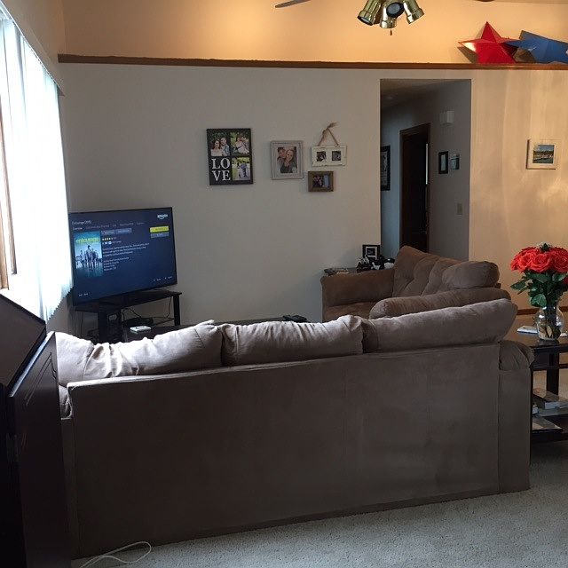 Living room connected to dining room