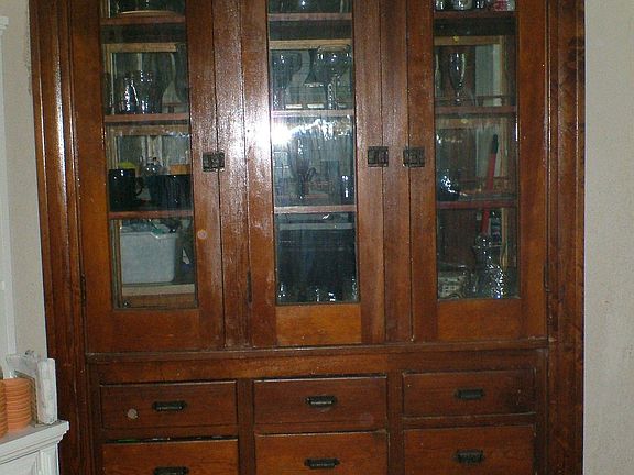 Built in china cabinet from dining room view 